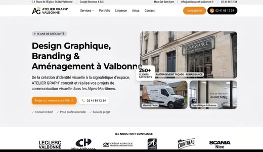 Site Essoria pour un studio de design graphique à Valbonne